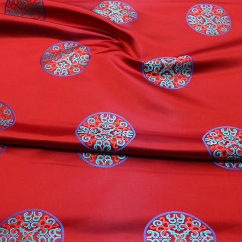 75x50cm Mongolian Robe Fabric DIY Chinese Style Apparel Jacquard Brocade Floral Fabric Handmade Stage Costumes Sewing Cloth