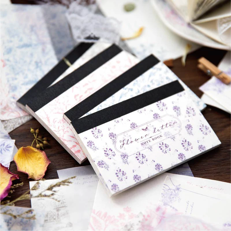 40 pcs per pack Memo book artistic flower border plain printing hand ledger material decorative background paper 4 choices