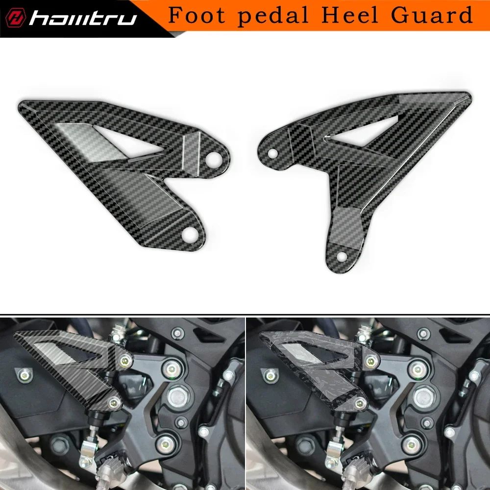 

Carbon-look Motorcycle Accessories Heel Guard Plates Foot Rests For Kawasaki Ninja400 ninja 400 2018-2024 & Z400 2019-2024