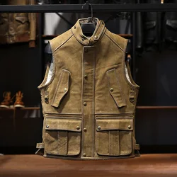 SLZ480  Asian Size Super Quality Cow Leather Vintage Waistcoat Men's Stylish Biker Vest