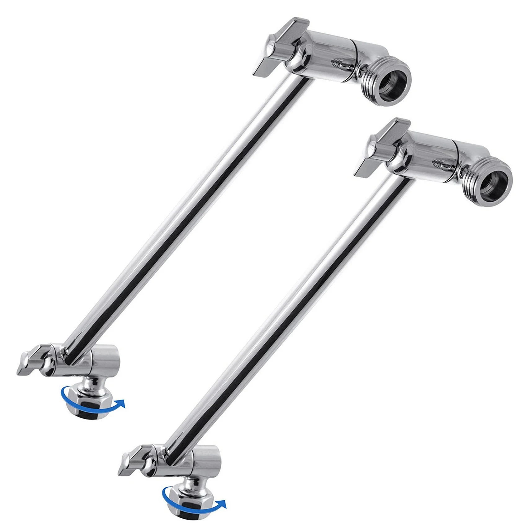 BAAJ-2X Adjustable Shower Arm Extension By, Brass Shower Head Extension Arm With High Polished Chrome Finish 11+ Inch