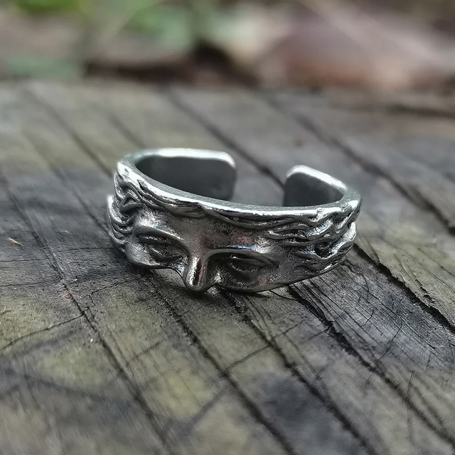Creative Venus Half Mask Ring For Men Vintage Carving Opening Adjustable Ring Fashion Jewelry Gifts