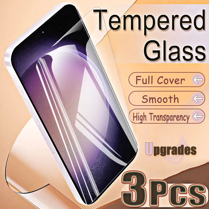 Upgrade 3-teiliger Fingerabdruck-Entsperrschutz 9H Gehärtetes Glas für Samsung Galaxy S23 S 23 Anti-Explosions-HD-Displayschutzfolie