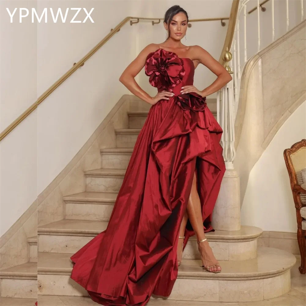 

Customized Evening Dress Formal Party Occasion Women YPMWZX Strapless A-line Floor Length Skirts Sleeveless Bespoke Dre