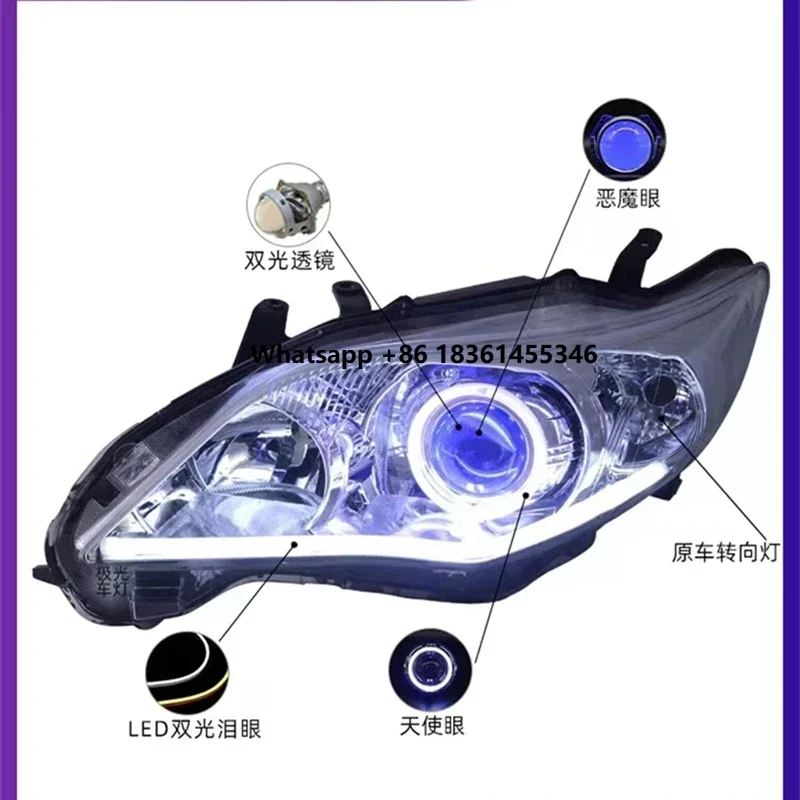 

For Corolla 2010-13 LED Headlight assembly DRL daytime running light Xenon turn signal driving lamp Car accessories