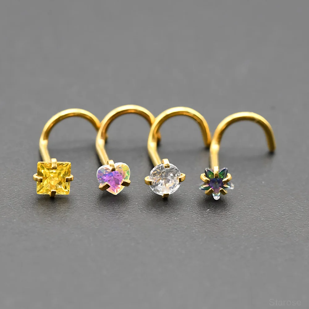 4 Stück-Packung 3 mm Kristall Zirkon Nasenstecker Labret Piercing Edelstahl Helix Monroe Piercing Conch Lip Schmuck 20G Twisted Pin – Detail 7