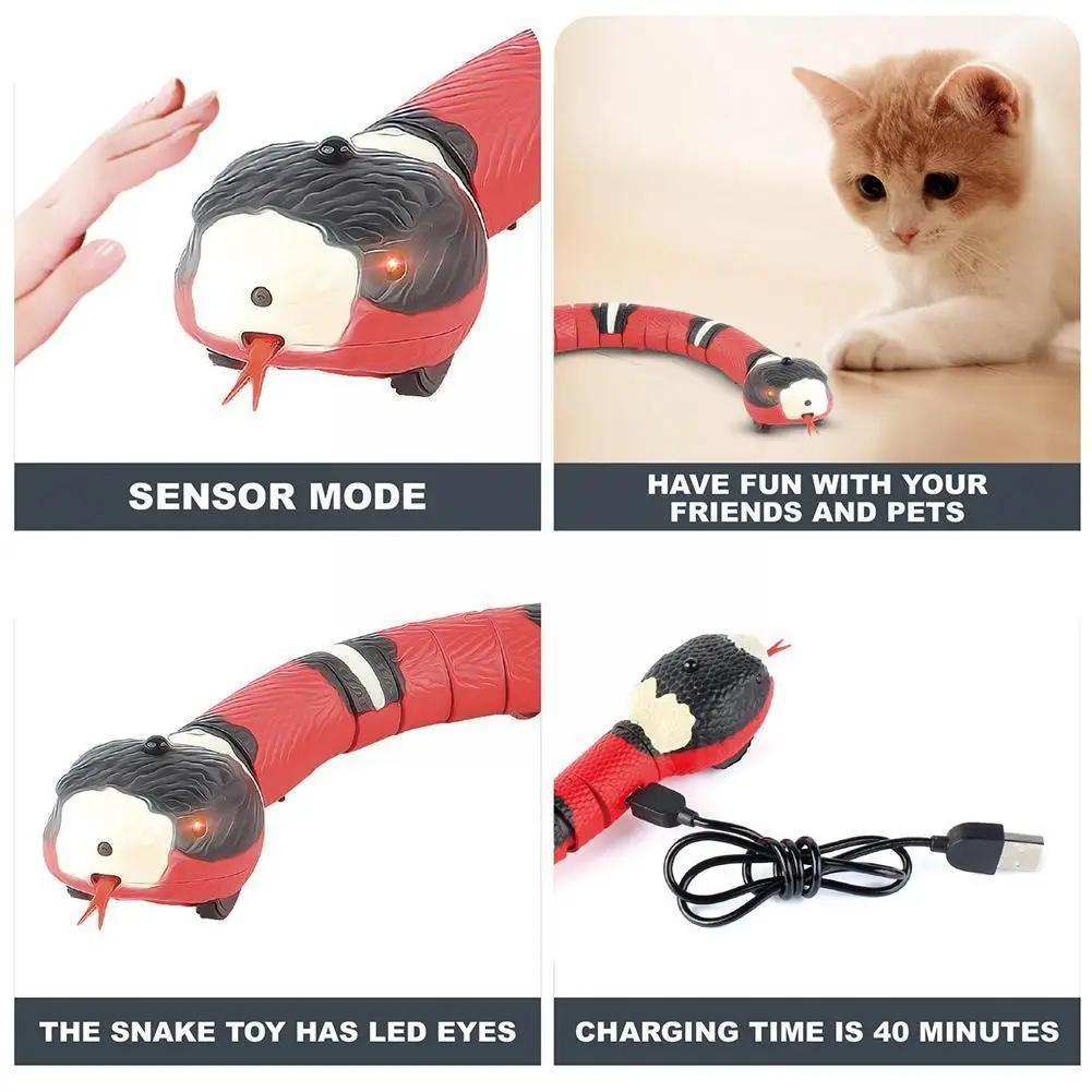 ألعاب إبداعية ذكية للقط لعبة تفاعلية بتصميم ثعبان كهربائية العاب شحن USB ألعاب صغيرة للقطط الكلاب حيوانات أليفة كات Accessori S1X1