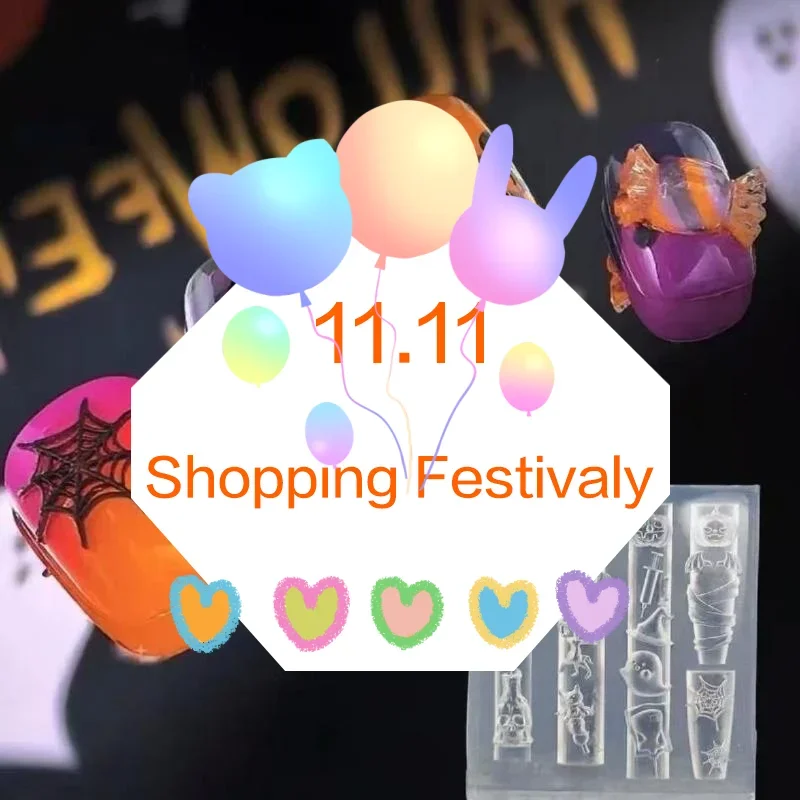 Moule à ongles 3D en Silicone pour Halloween, citrouille, crâne, chauve-souris, fantôme, toile d'araignée, modèles d'ongles, outils de conception de manucure, décoration Nail Art à faire soi-même