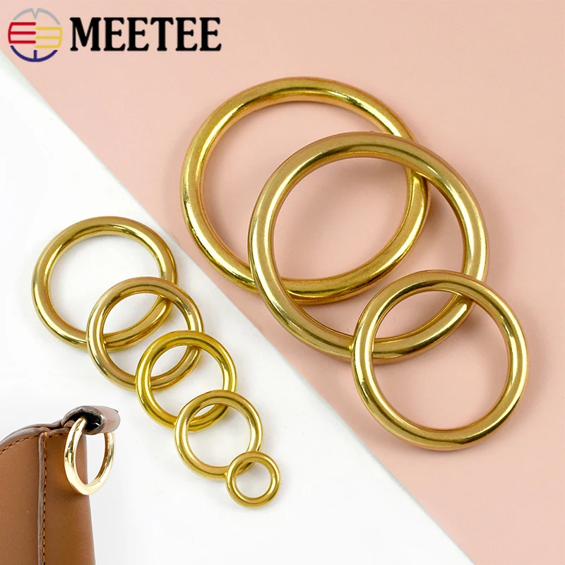 

10Pcs 8-51mm Solid Brass O Ring Buckle Seamless Rings for Bag Strap Connector Dog Collar Keychain Hook DIY Hardware Accessories
