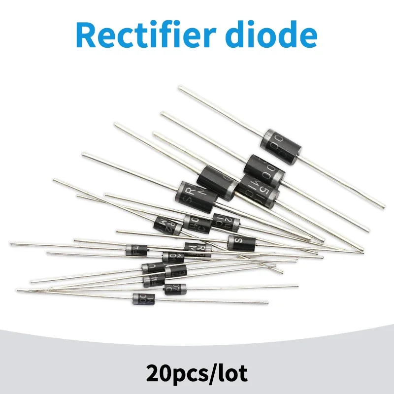 20 piezas 1N5404 1N5408 SB560 SR5100 HER302 RU4A HER308 FR307 10A10 6A10 Kit de diodo rectificador Shottky