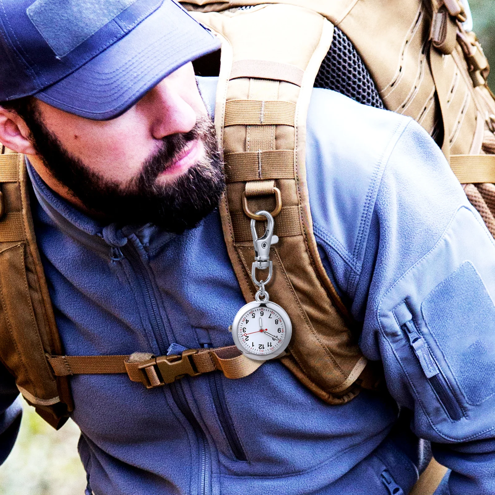 قطعتان من ساعة الجيب للرضاعة مع مشبك حلقة مفاتيح وإبزيم وقلادة صغيرة محمولة كوارتز للنساء الممرضات #1