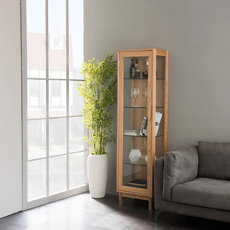 

CXH Bookcase Modern Storage Wine Cabinet Simple Hand-Made Display Cabinet Mini Narrow Cabinet Glass Side Cabinet