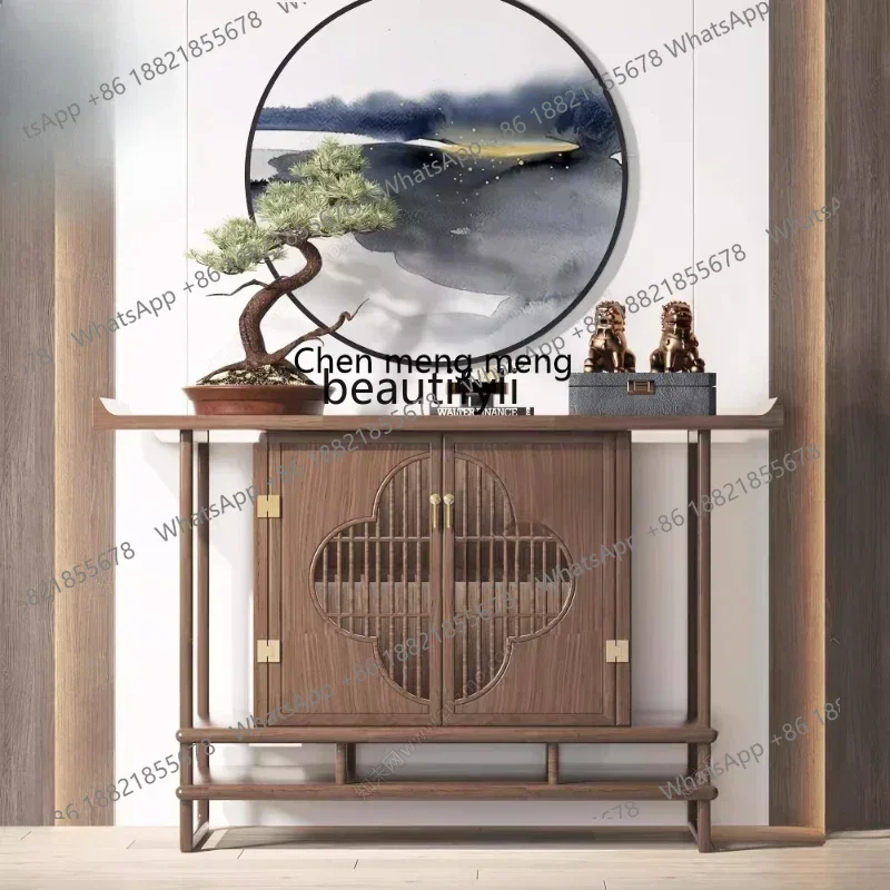 ss 8617Entrance cabinet New Chinese solid wood Zen strip incense case Modern door table Simple decorative cabinet  end view tabl