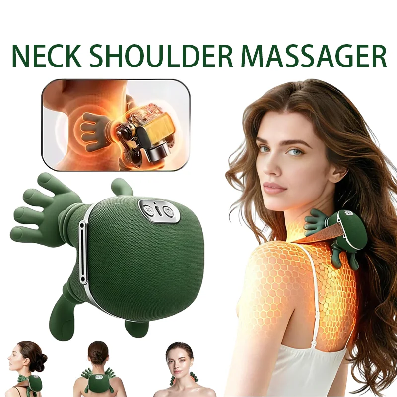 Masażer szyi i ramion, akupresura palcowa, shiatsu, elektryczny masażer szyi, pleców i ramion, głęboki masaż ugniatający, relaks mięśni. — zdjęcie 2