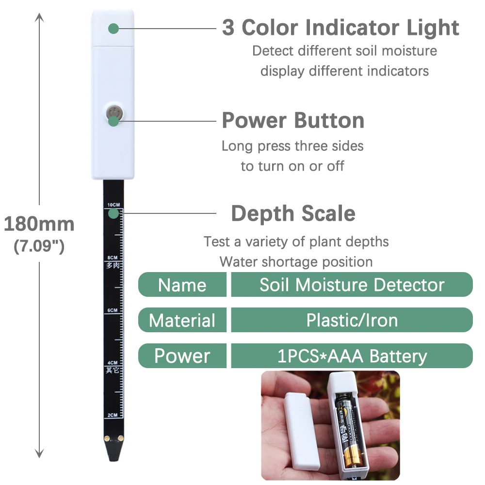 Nowy 1 szt. Tester roślin termometr higrometr 3 kolory wskaźnik świetlny przypomnienie o braku wody wilgoć gleby wewnątrz na zewnątrz Gre