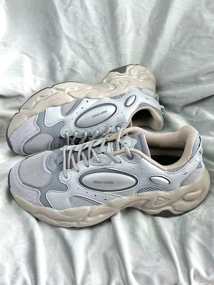 

Кроссовки Peak Outdoor Sport для мужчин и женщин, повседневные, с увеличенной подошвой, серебристого цвета, для весеннего сезона, для отдыха, противоскользящие.