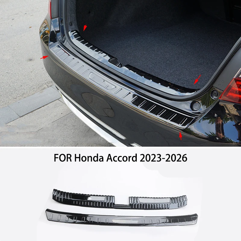 

Подходит для Honda Accord 2023-2026, нержавеющая сталь, черный, хром, задний багажник снаружи внутри, защитная крышка для бампера, накладка на порог