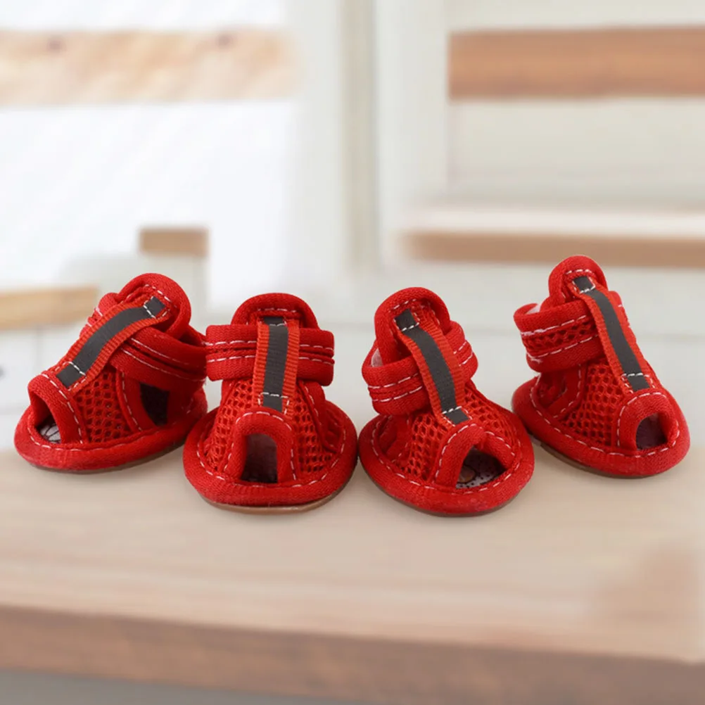

4Pcs Protective Paw Covers Breathable Mesh Dog Shoes Outdoor Pet Sandals Non Slip Mesh Dog Shoes Pet Sandals Paw Protectors