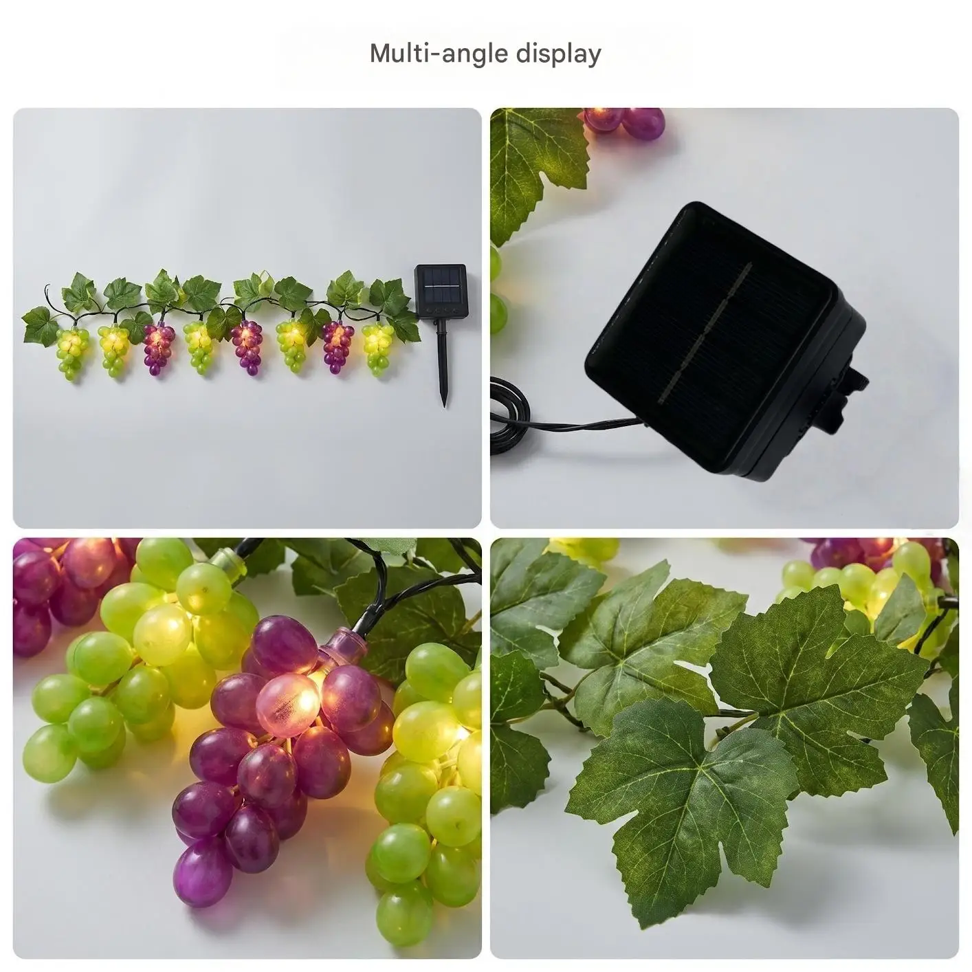 Hanukkah Festival Outdoor Fence Light Passover Decor 3m Solar Grape Artificial Vine Garland for Jewish Holiday Party Sukkot Gift