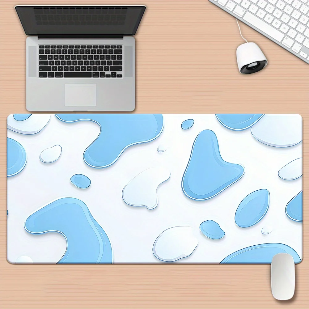

High-definition blue and white fluid pattern printed mouse pad, PC mechanical keyboard, high-quality table pad, rubber anti-slip