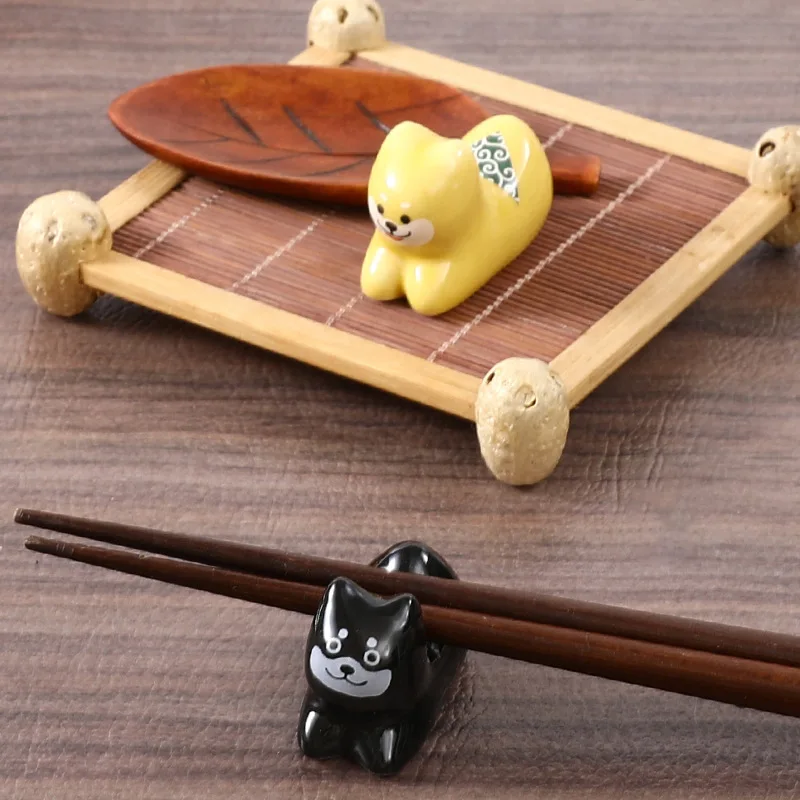 Práctico soporte para tenedor y cuchara de cerámica con forma de animal, soporte para palillos ligero y de uso amplio