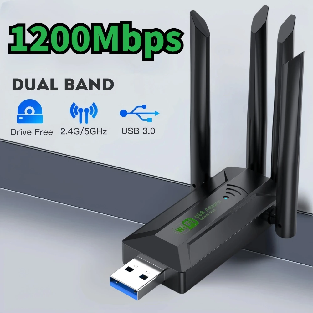 1200 Мбит/с Wi-Fi USB-адаптер двухдиапазонный 2,4G/5Ghz Wi-Fi ключ 802.11AC мощная антенна беспроводной приемник для ПК/ноутбука драйвер бесплатно