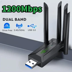 1200Mbps WiFi USB Adapter Dual Band 2.4G/5Ghz Wi-Fi Dongle 802.11AC Powerful Antenna Wireless Receiver For PC/Laptop Driver Free