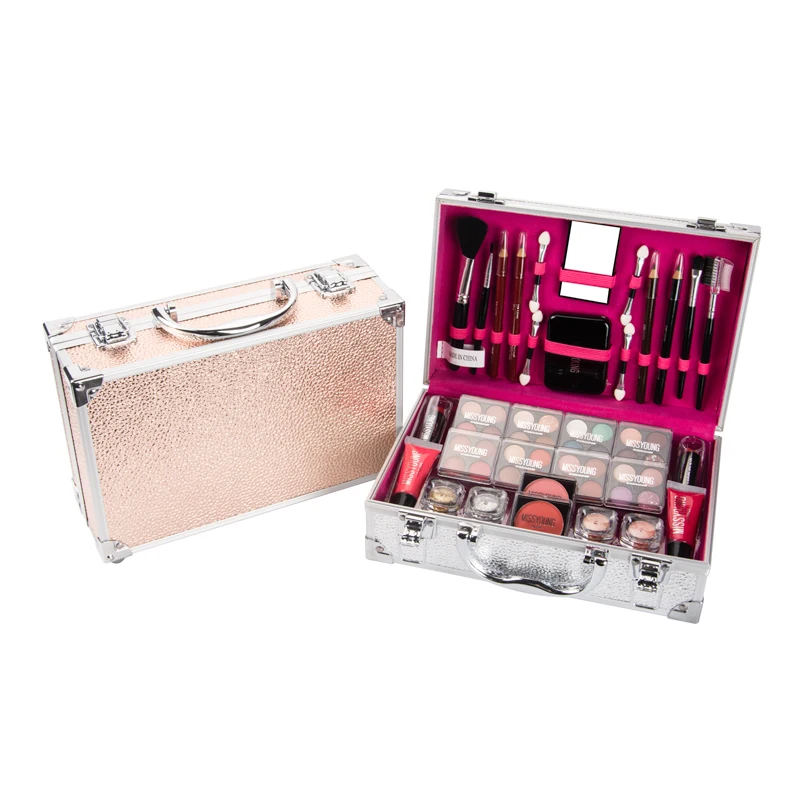 All In One Professional Full Makeup Set Box Large Capacity Makeup Suitcases Including Eyeshadow Lipstick Highlight Comestic Kits