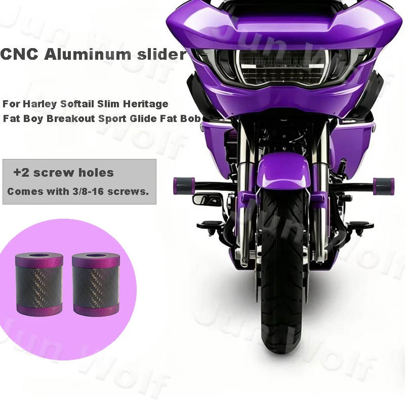 

CNC Carbon Fiber Inlay Sliders Decorative Wheels Rotatable End Caps Fits for 1.25" Front Engine Guard Rear Saddlebag Guard CNC