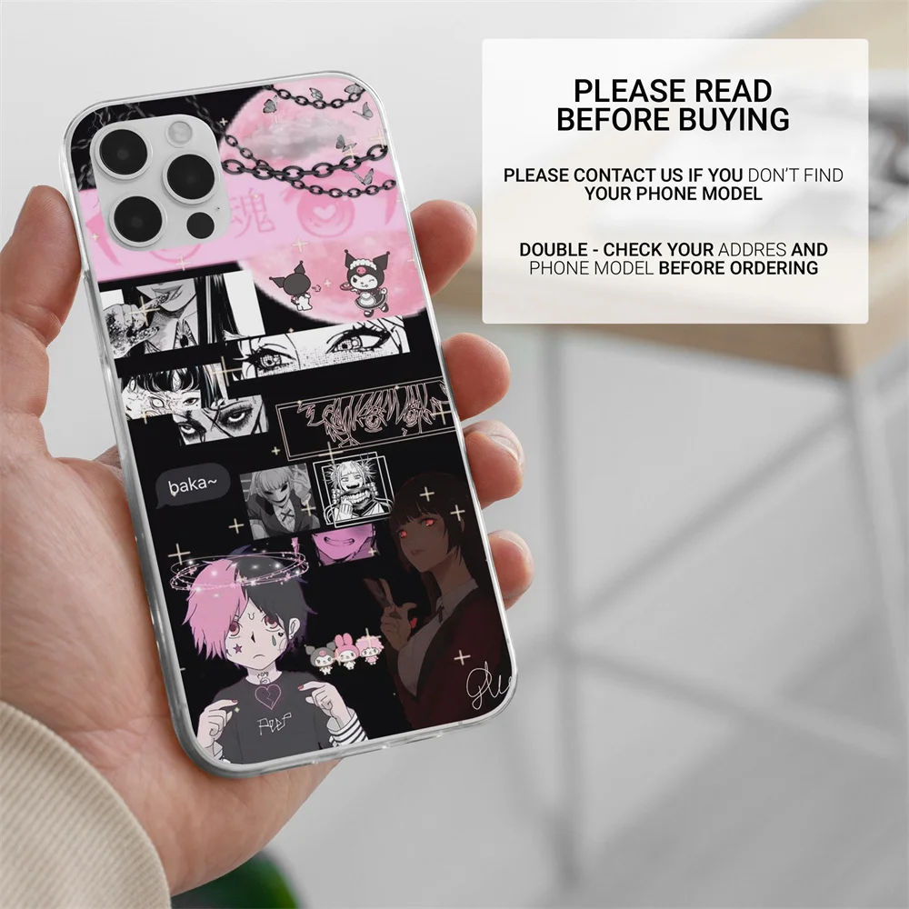 Funda de teléfono suave con Collage de Manga de Anime Grunge para iPhone, funda de silicona negra para iPhone 15, 14, 13, 12 Mini, 11 Pro Max, XS, XR, 7, 8 Plus, SE