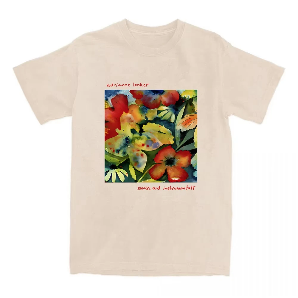 2025 ฤดูร้อนใหม่เพลงและเครื่องดนตรีเสื้อยืดนักร้อง Adrianne Lenker พิมพ์เสื้อยืดแขนสั้นผ้าฝ้ายนุ่มเสื้อยืดขนาดใหญ่