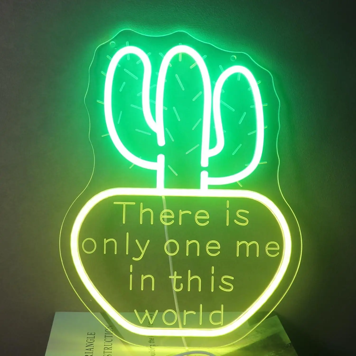

There's Only One Me in This World Cactus Plant Neon Sign Succulent LED Lights for Kit Room Bedroom Office Decor Gifts Wall Decor