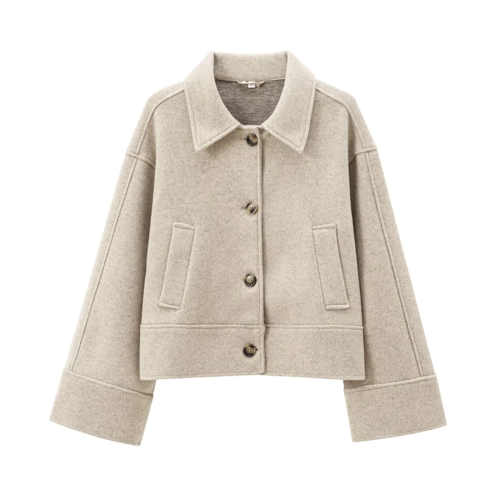 

ZBZA Faionable Pure Color Loose Woolen Coat Women's Street Sle Long Sve Single Button Polyester Fiber Autumn New Arrival