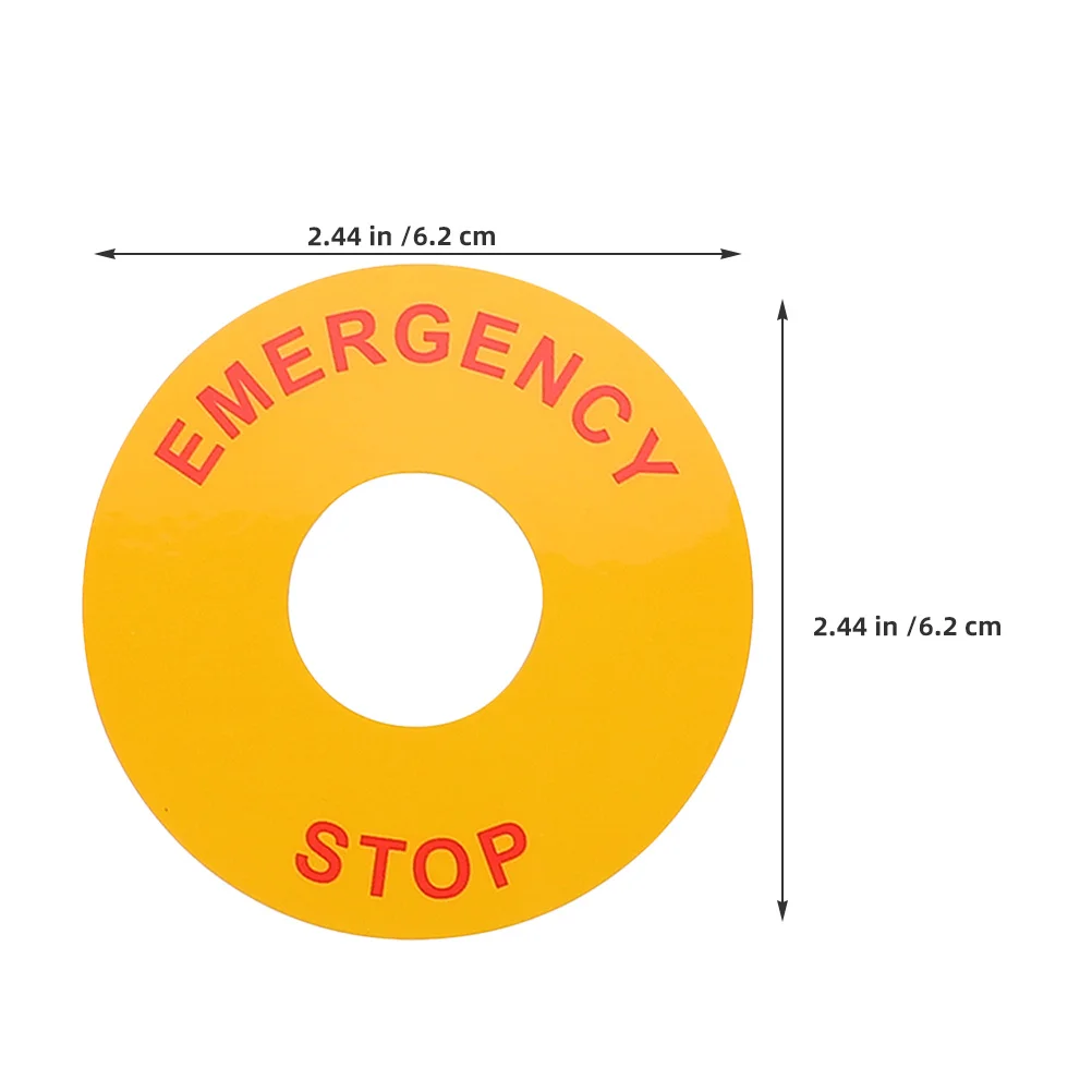 5Pcs Emergency Stop Decals Durable PP Material Electrical Warning Stickers for Equipment Buttons High Contrast