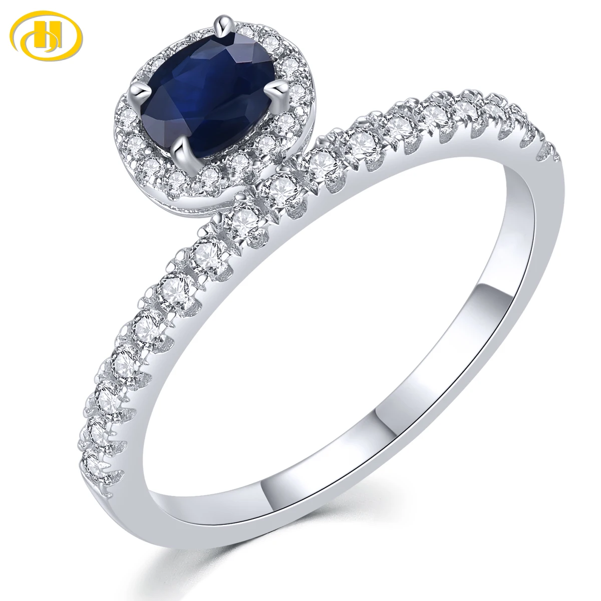 

Natural Blue Sapphire Sterling Silver Rings 0.45 Carats Genuine Precious Gemstones Women Classic Treasure S925 Fine Jewelrys