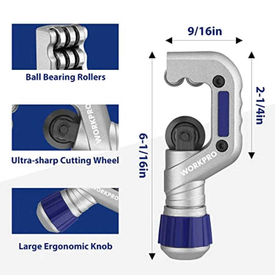 WORKPRO 3 Pieces Tubing Cutter Set - Pipe Cutter with 1/8