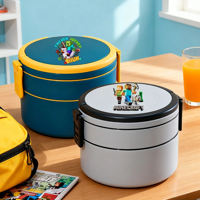 Game Theme Double Layer Lunch Box Minecrafted Bento Boxes Can Microwave Heated Lunch Boxes Picnic Box student Food Container