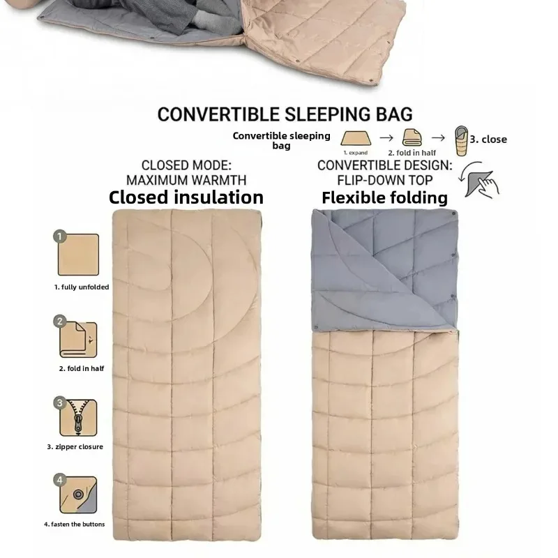 Sleeping Blanket Multifunctional Outdoor Camping Blanket Envelope Sleeping Bag Cloak Travel Blanket Portable and easy to carry