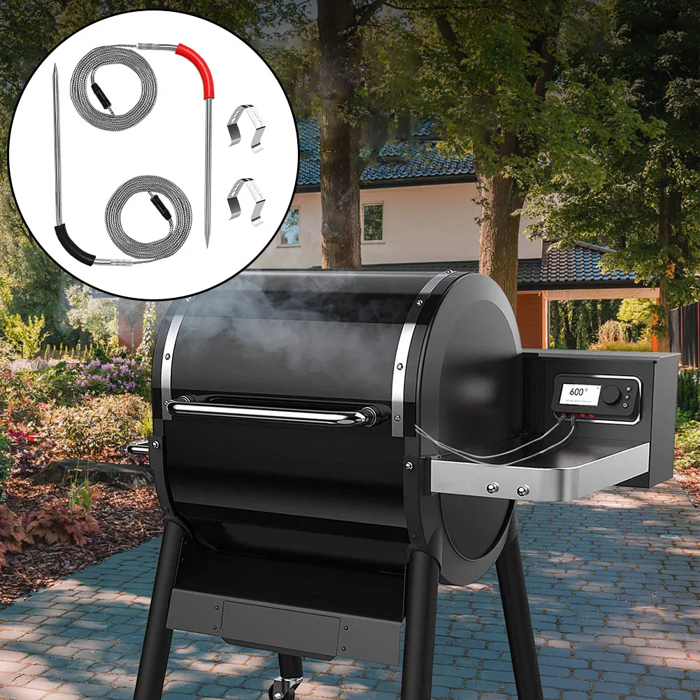 2 Pack Meat Probe for Weber Grill Accessories with High Accuracy Temperature Sensing and Secure Grill Clip Attachment