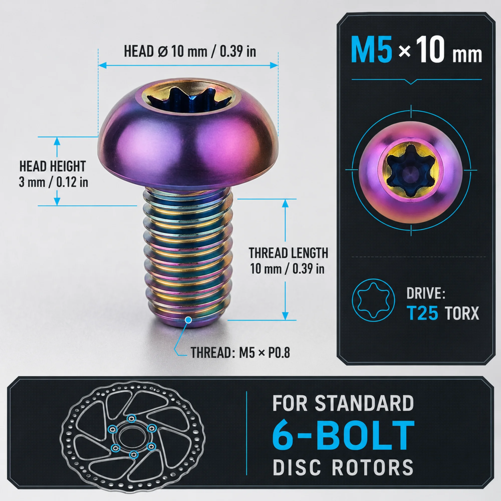 Titanium Button Head Torx Bolt 12Pcs M5 12mm Titanium Bolts for MTB Bike Bottle Cage Screw Titanium Bike Hardware