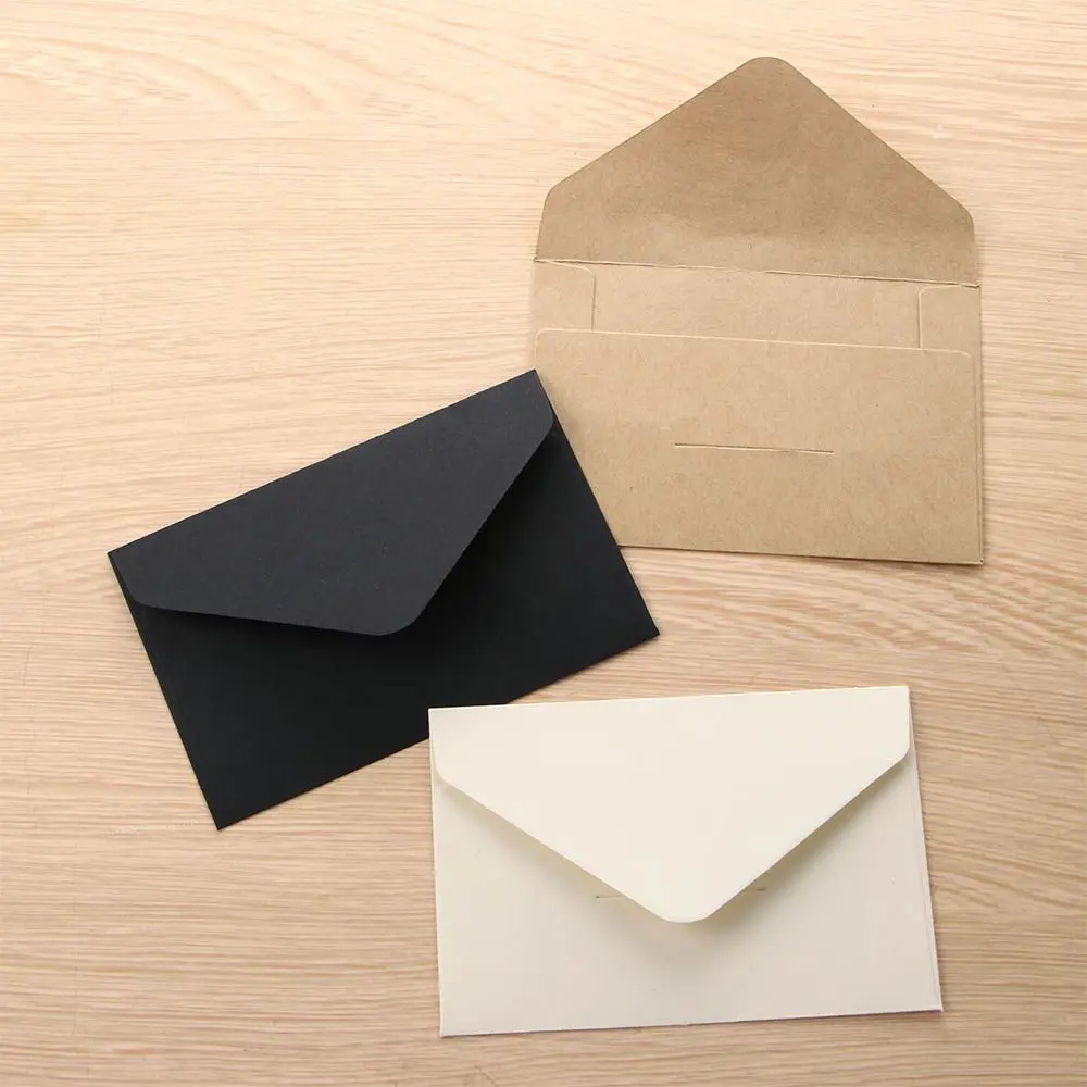 20PCS Message Card Classical White Black Kraft Blank Mini Paper Window Envelopes Wedding Invitation Envelope Gift Envelope