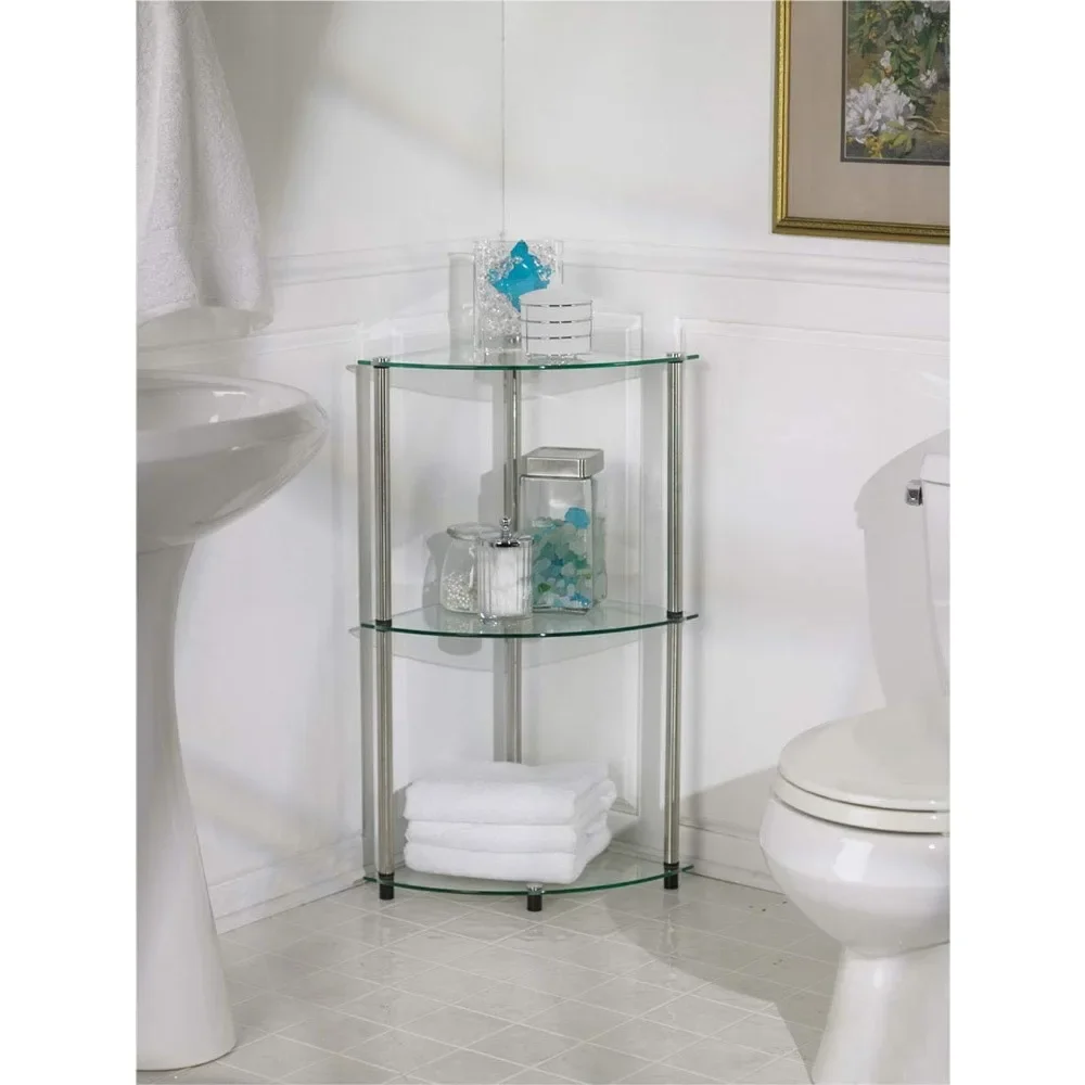 2Go Classic Glass 3-Layer Corner Shelf, 13.75