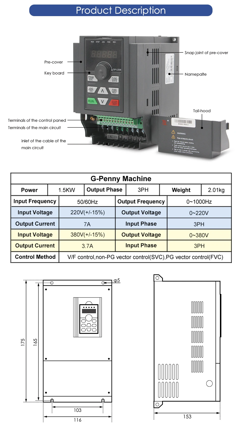 G-PENNY 0,8 kW ER11 Metallbearbeitungsspindelmotor, Kugelförmiger, wassergekühlter Motor mit Keramiklager & 1,5 kW FULING BD600 Frequenzumrichter & 75 W Wasserpumpe – Detail 9