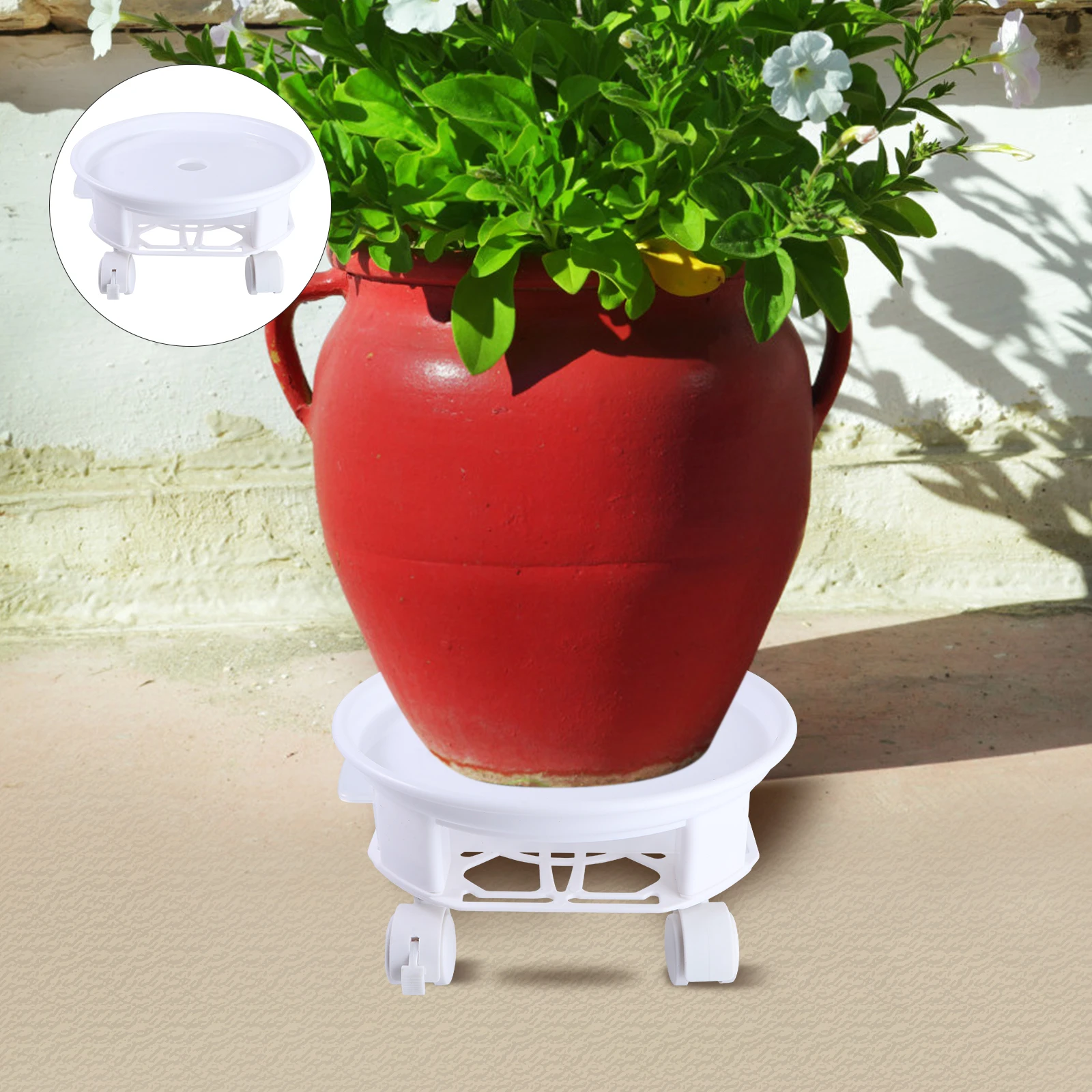 

1Pcs Thickened Round Movable Flowerpot Tray Plastic Stand with Universal Swivel Wheels for Garden Indoor Outdoor Plant Pot
