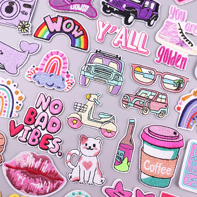 

Outdoor Cartoon Fusible Embroidered patches For Hat/Clothes Y'ALL Cute Kids Iron On Patches For T-shirt Die Cut Applique Sticker