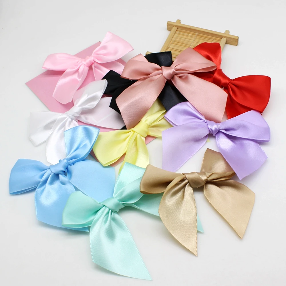 30PCS/lot 100mm Mix Color Ribbon Bows Handmade Flowers tie Sewing Accessories DIY Decoration Appliques Crafts