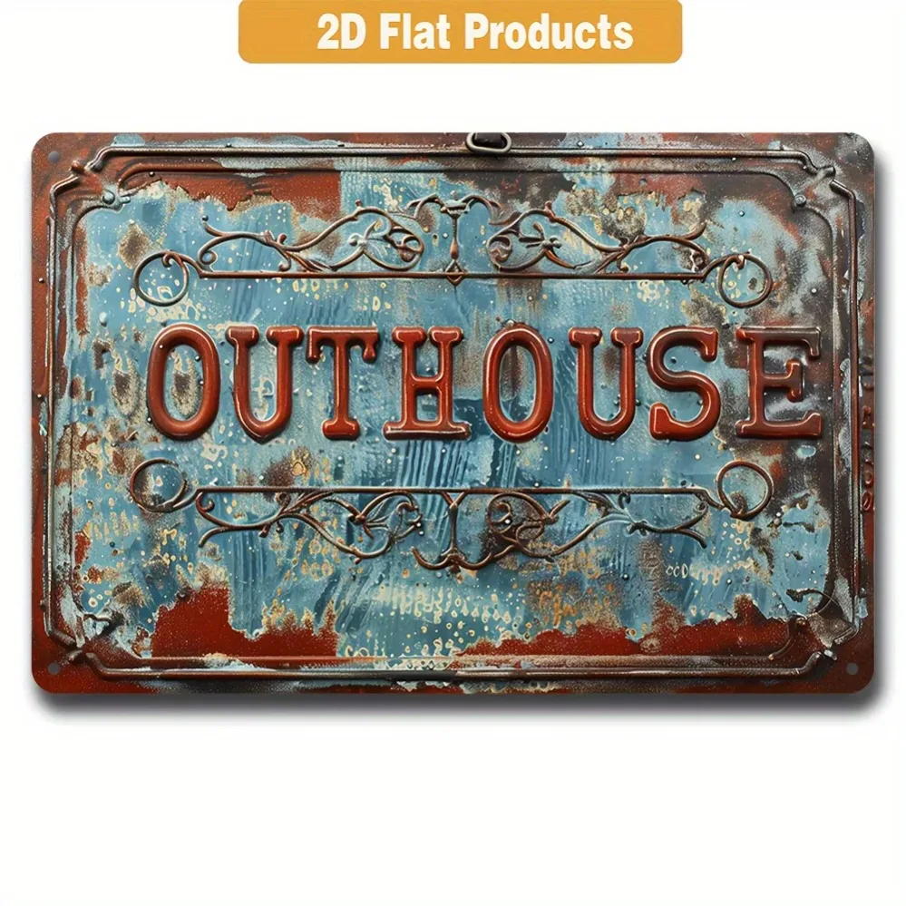 Distressed Blue Outhouse Sign | Rustic Metal Art with 1920s Barn Vibe | Decor That Brings Old - Time Potty Humor to Yard