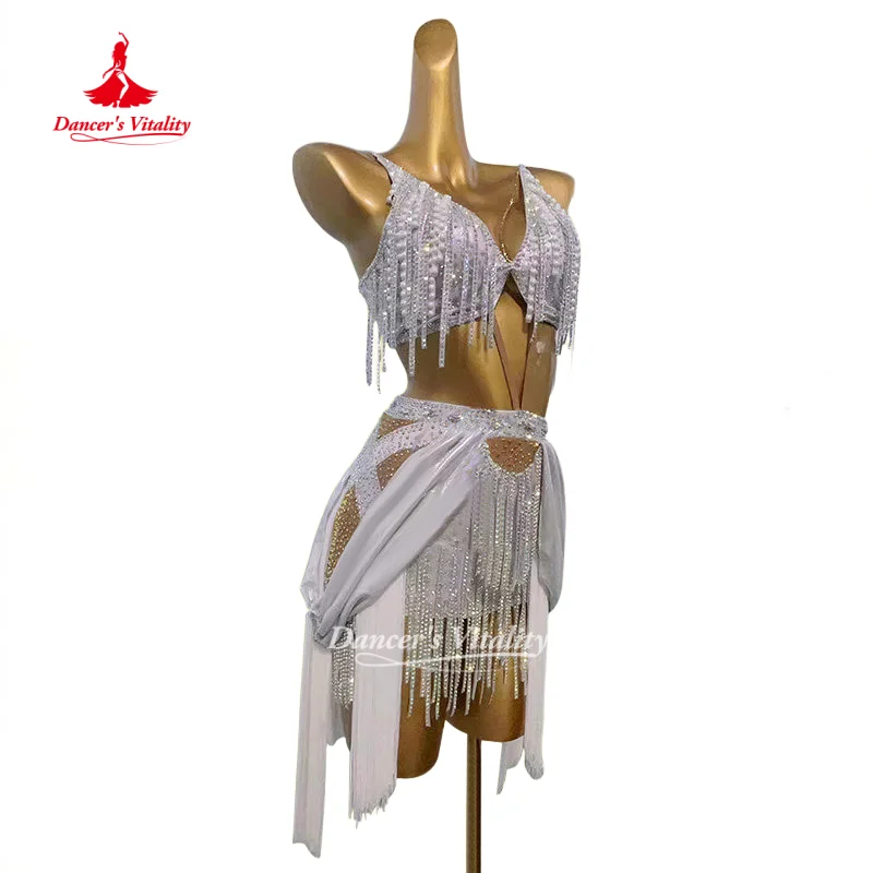 Latin Dance Performance Dress for Women Senior AB Stones Rumba Chacha Tango Competiton Clothing Skirt Adult Child Latin Dresses