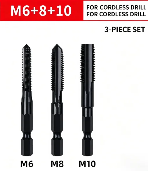 HSS for tap Set with Straight For flute Design and Hexagonal Shank for Stable Operation and Accurate Threads on Metal Surfaces
