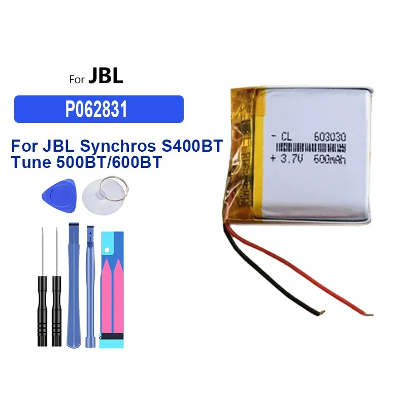 22mAh-600mAh Battery P062831 for JBL Tune 600BTNC 500BT 600BT 220TWS 225TWS GSP753030 01 Bateria